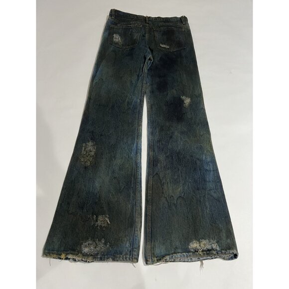 Alchemist Miami Distressed Wide Leg Jeans in Blue - Picture 2 of 5